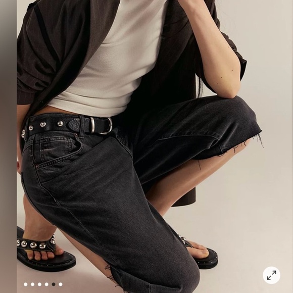 Free People We The Free Jam Session Capri Jeans Rock Steady Black Size 28 NWT - Picture 2 of 8